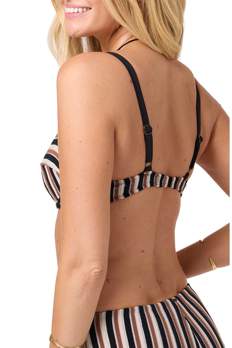 Sand Dollar Stripe Underwire Bikini Top, Alternate, color, BLACK