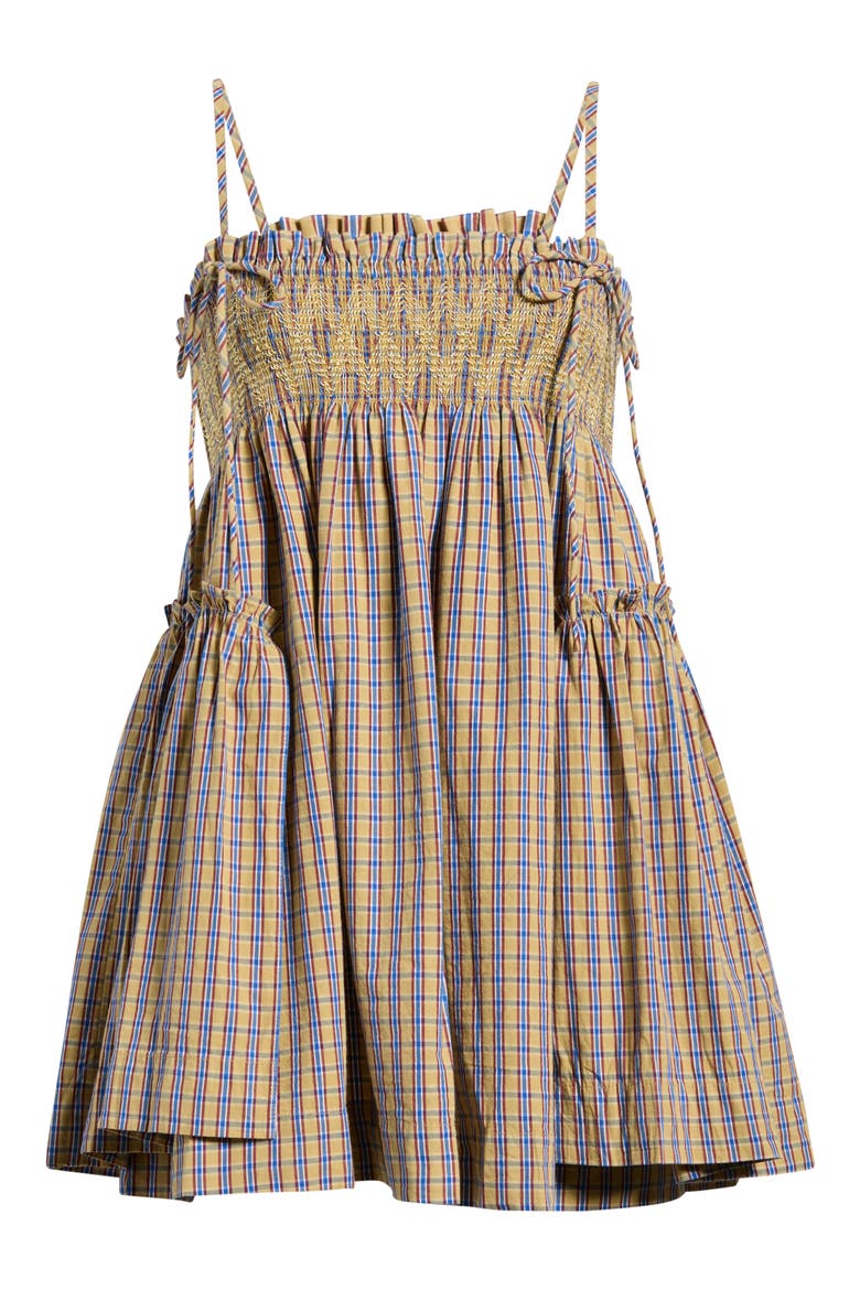 Lilo Smocked Plaid Minidress, Alternate, color, MARMALADE