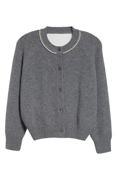 Simone Rocha Open Back Wool Blend Cardigan In Pebble/pearl