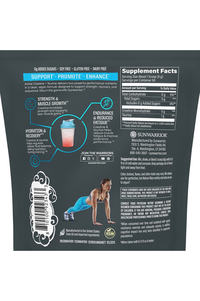 Active Creatine + Taurine Powder, 360g, Alternate, color, No Color