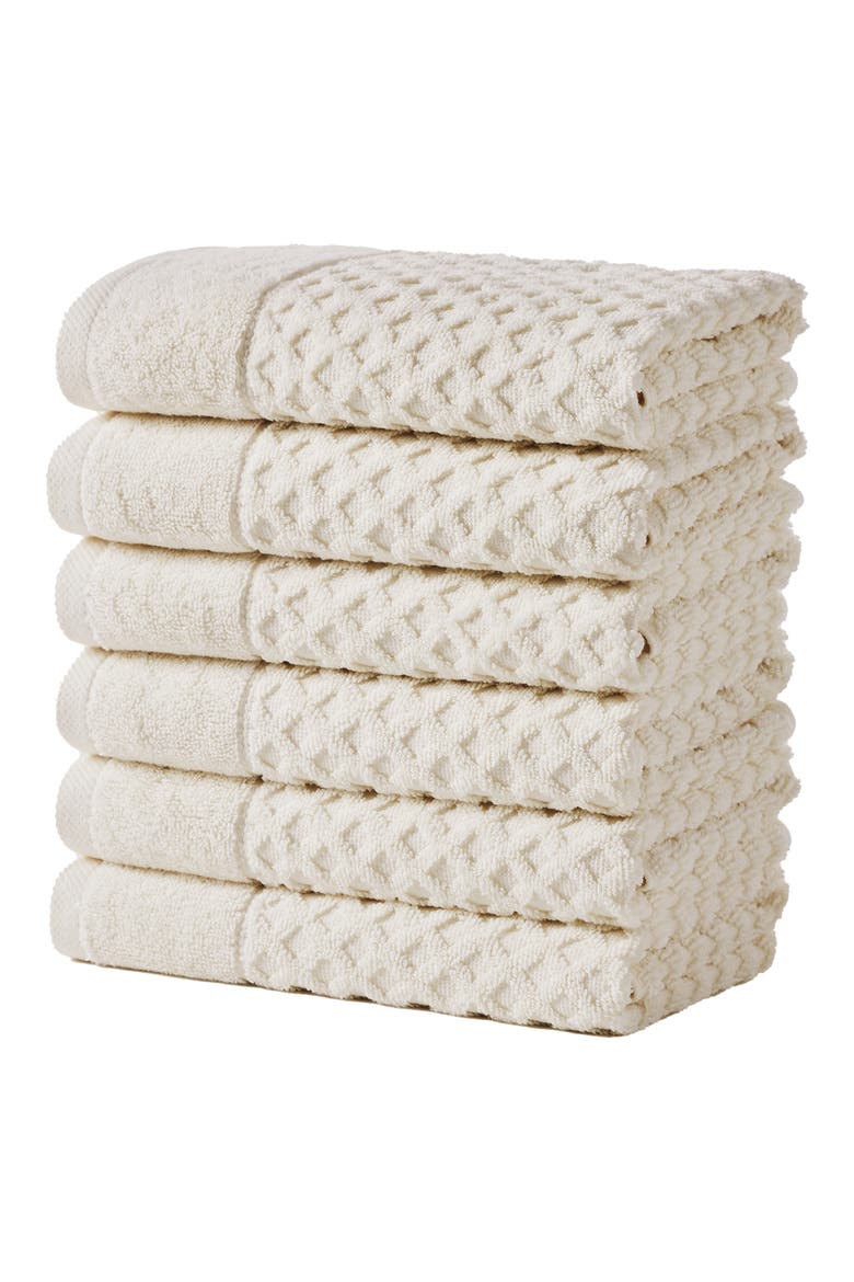 Diamond Waffle Texture 6-Pack Washcloth Set, Main, color, OATMEAL
