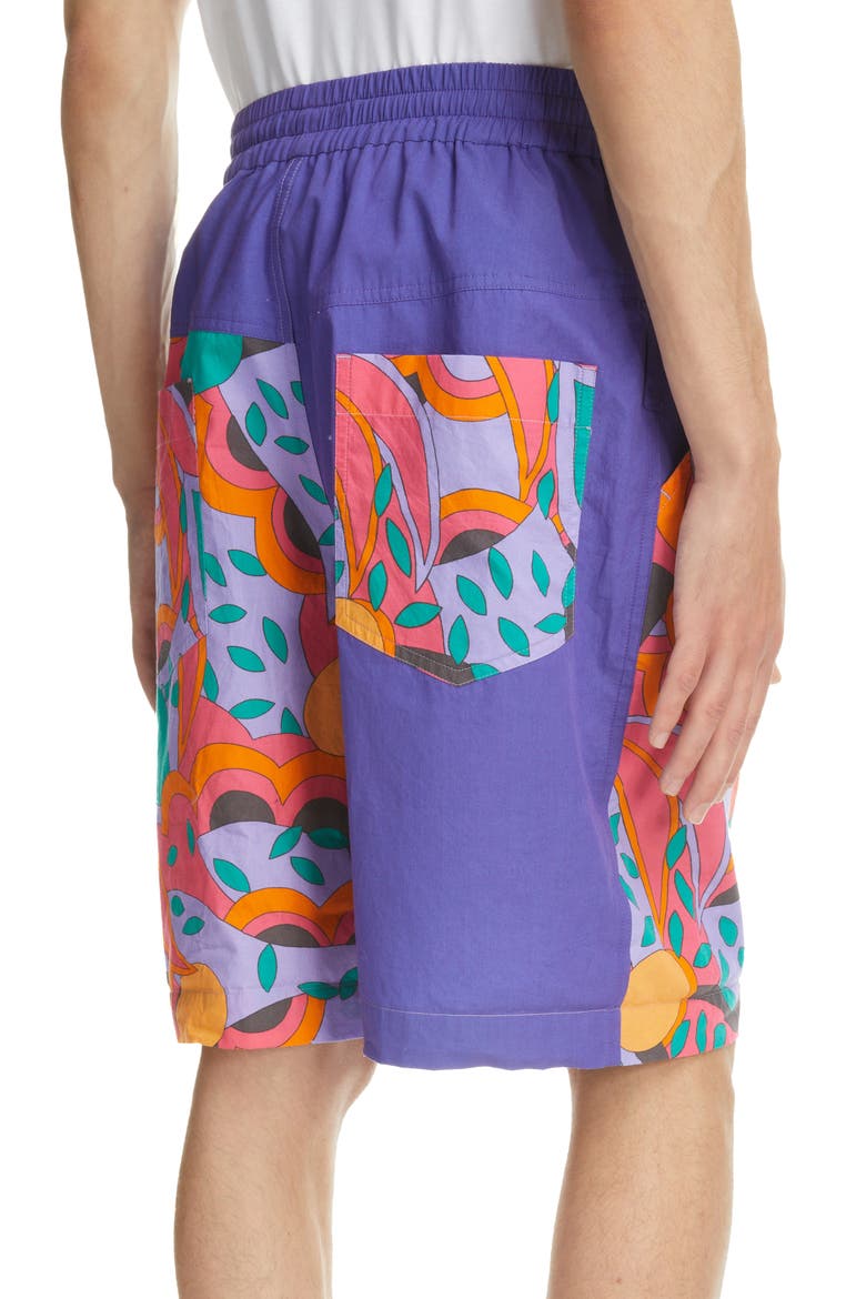 Laverneo Abstract Print Cotton Logo Shorts, Alternate, color, VIOLET
