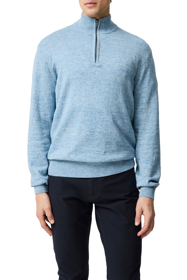 Fortrose Cotton Quarter Zip Sweater, Main, color, OCEAN
