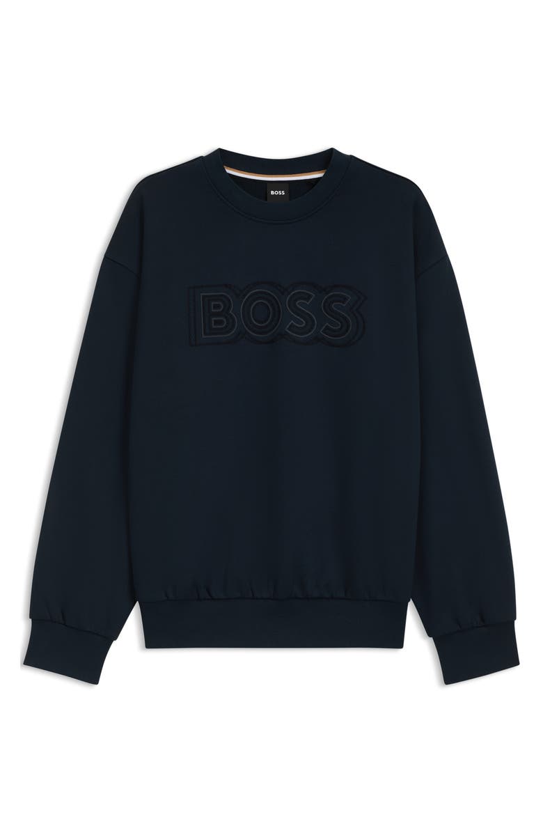 BOSS Soleri Logo Cotton Graphic Sweatshirt, Alternate, color, Black