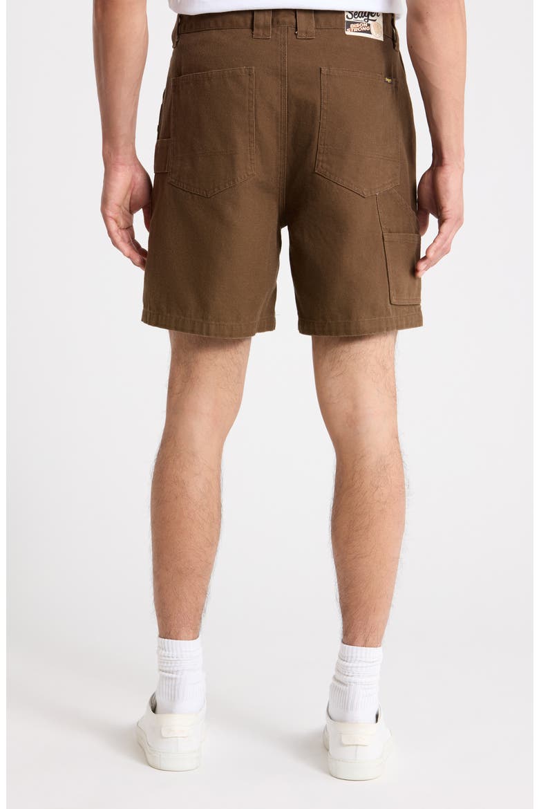 Bison Flat Front Canvas Shorts, Alternate, color, TOBACCOs