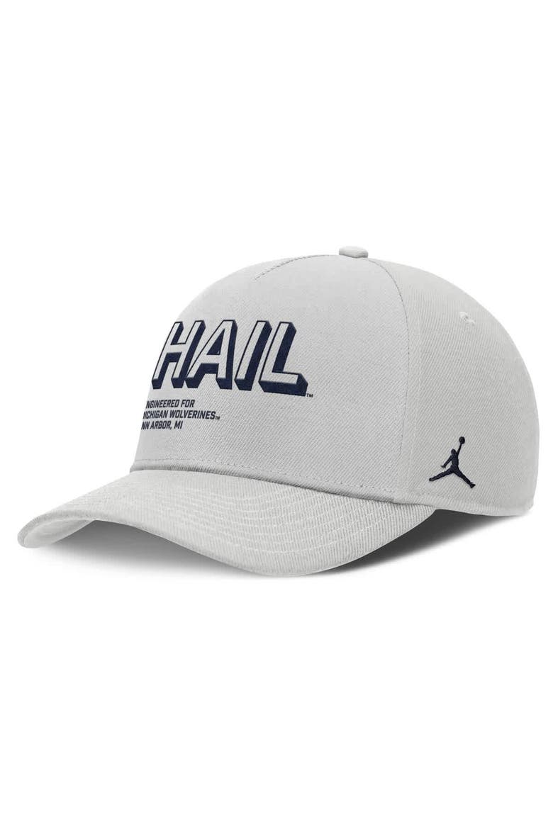 Men's Jordan Brand Gray Michigan Wolverines 2025 Sideline Dust Pinched Rise Adjustable Hat, Main, color, Gray