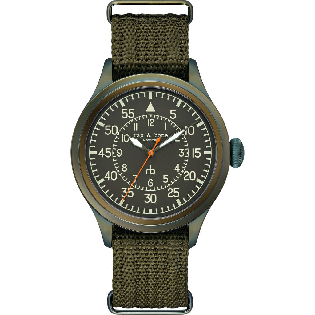 rag & bone Archer Pilot Watch, 42mm in Black at Nordstrom