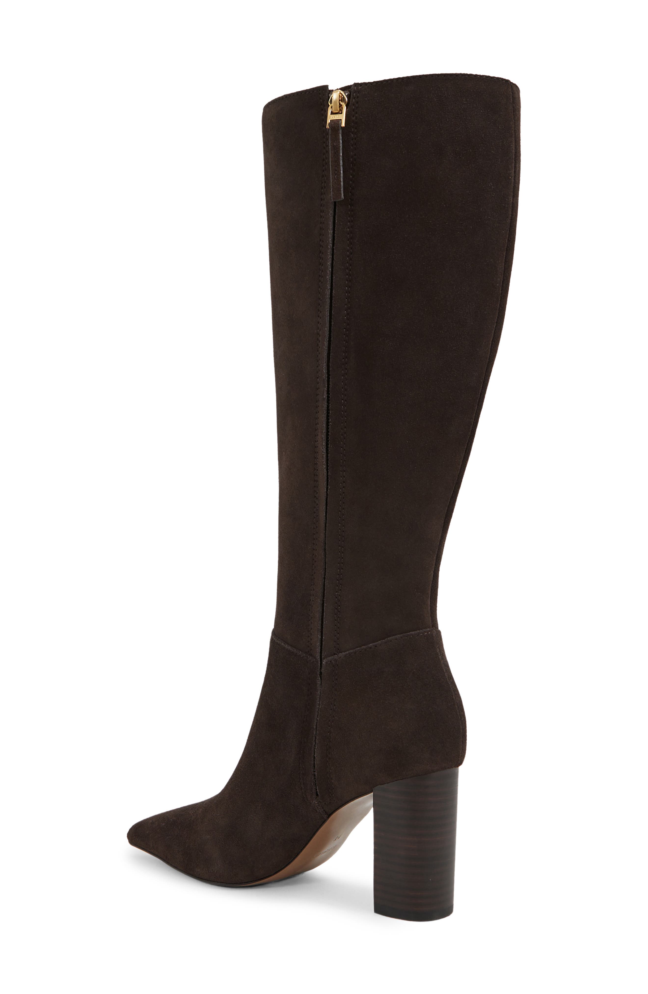 Reiss Bianca Pointed Toe Knee High Boot, Alternate, color, Chocolate