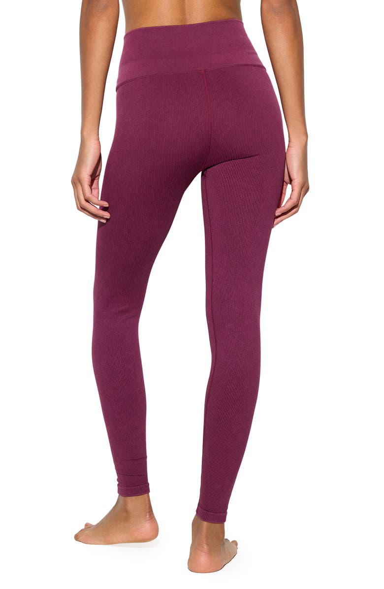 Spiritual Gangster Love Mineral Wash Rib Leggings, Alternate, color, Dark Dahlia