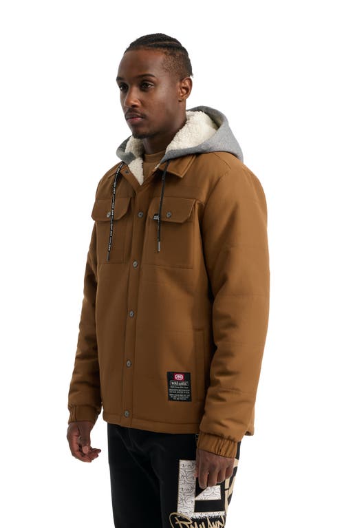 Ecko Unltd Quietly Standing Out Faux Shearling Lined Jacket In Sepia