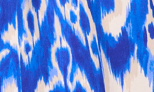 Vince Camuto Ikat Print Off The Shoulder Bubble Sleeve Top In Royal Azure