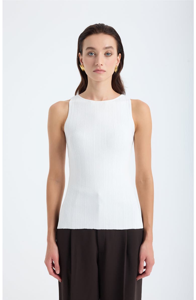 Monlicia Nila Ribbed Sleeveless Knit Top, Main, color, White