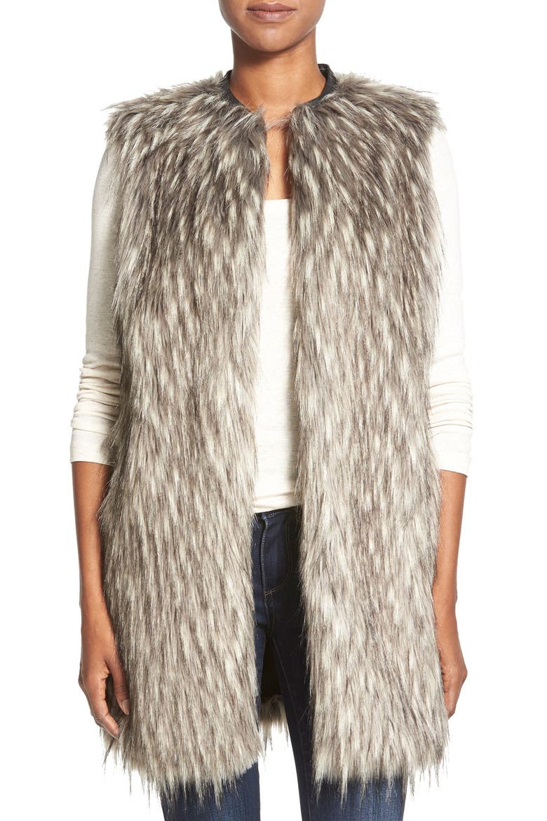 Matty M Faux Fur Vest, Main, color, DOVE