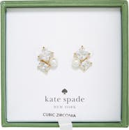 Kate Spade New York cubic zirconia & faux pearl cluster stud earrings