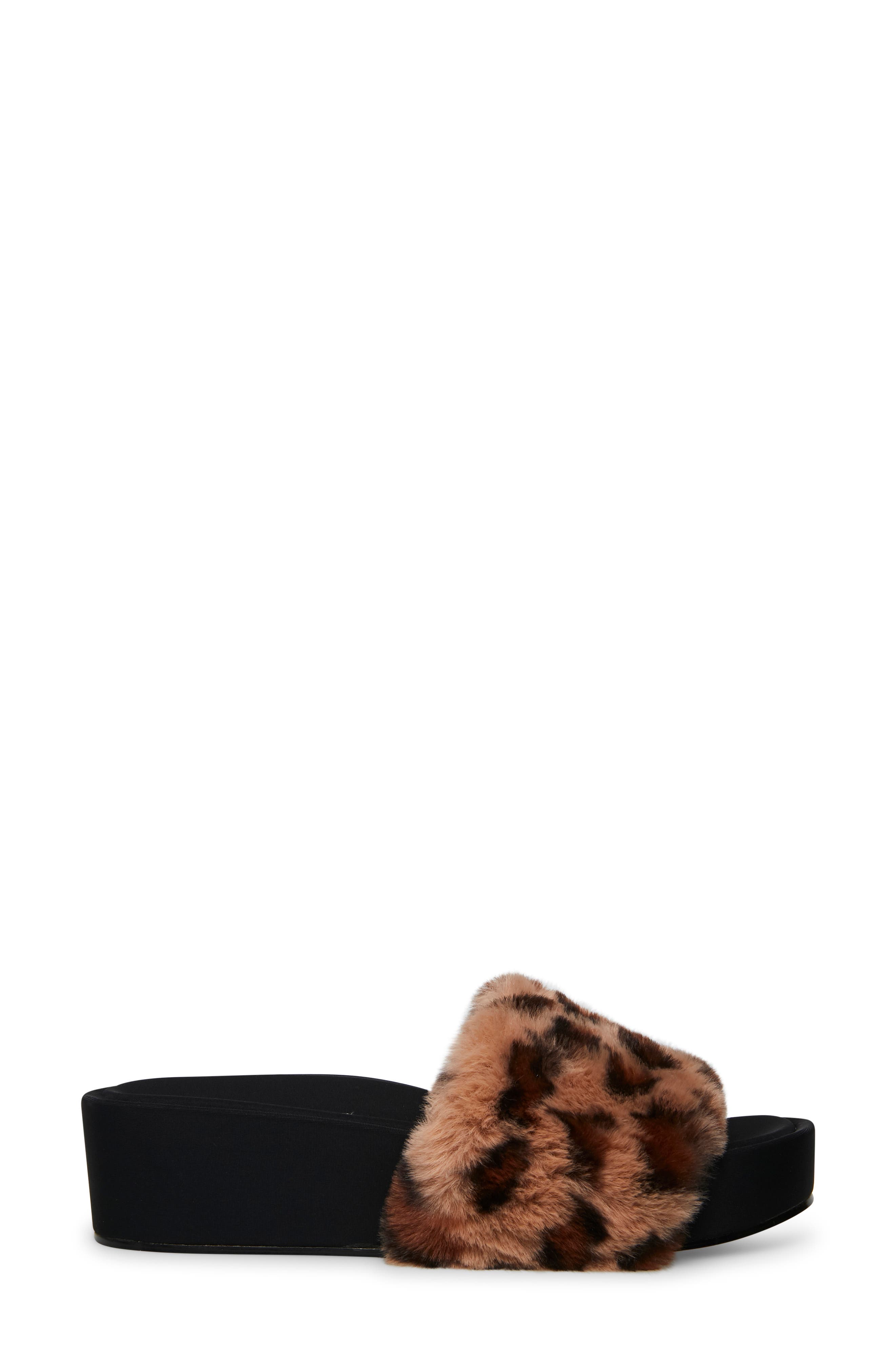 Raine Faux Fur Slide Sandal, Alternate, color, LEOPARD PRINT