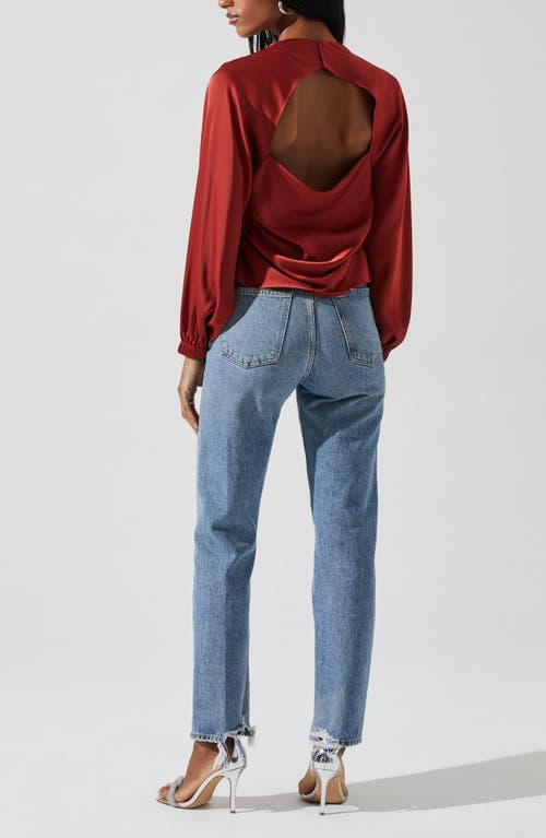 Astr The Label Veronica Open Back Matte Satin Top In Red