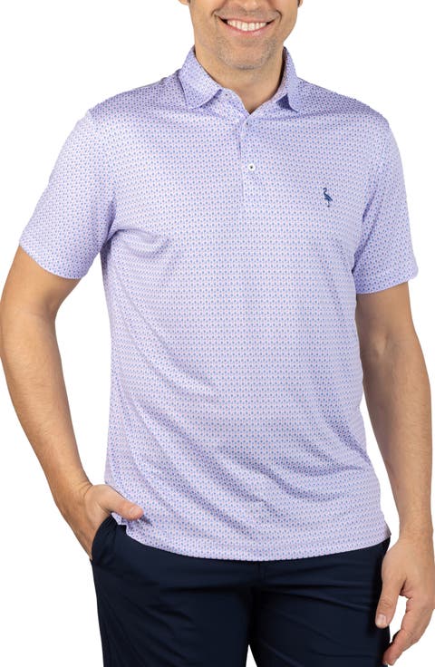 Micro Floral Print Performance Polo