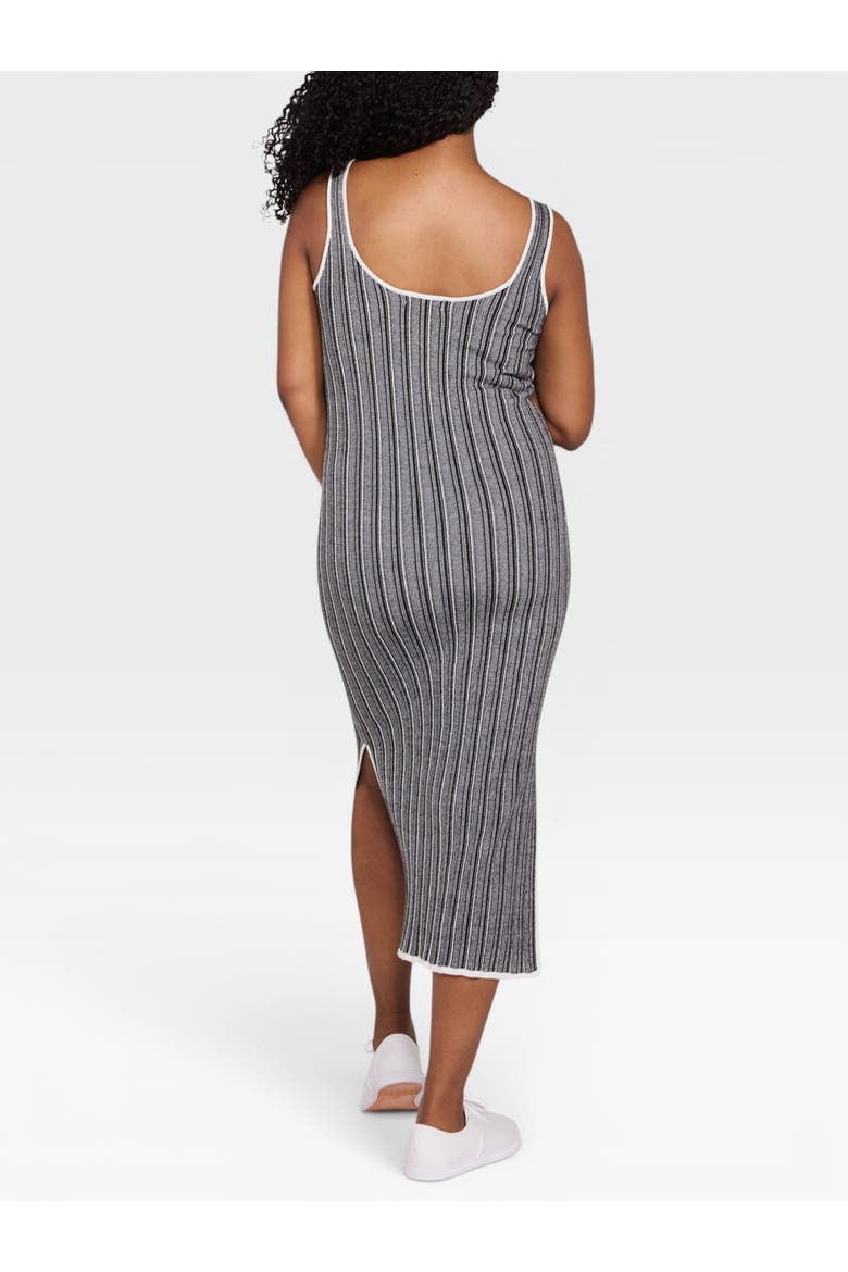 Sleeveless Nursing Henley Midi Dress, Alternate, color, Black Stripe