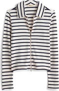 Madewell Stripe Rib Zip Front Top