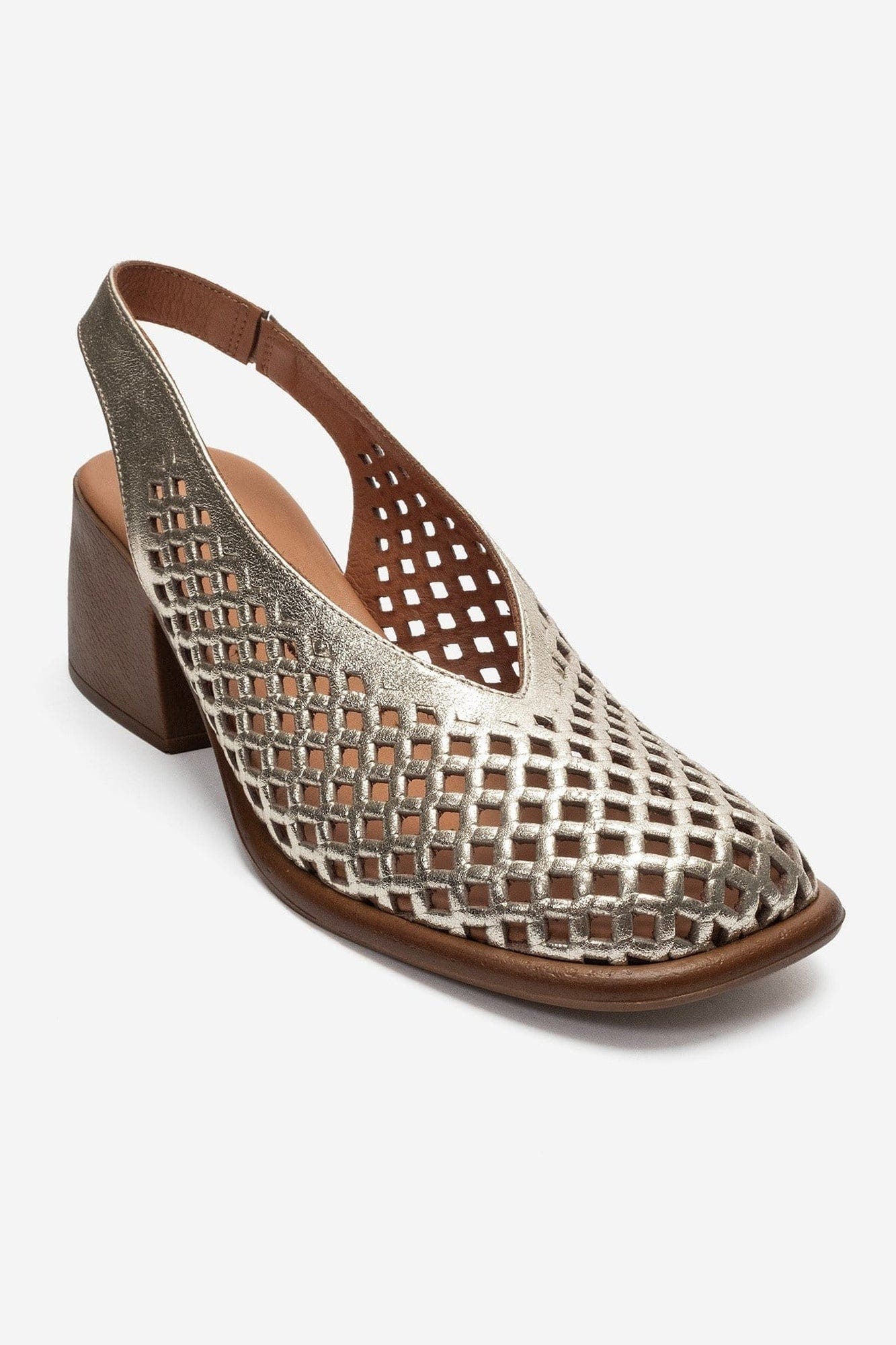 Monvera Block Heel Leather Slingback Sandal, Alternate, color, Gold