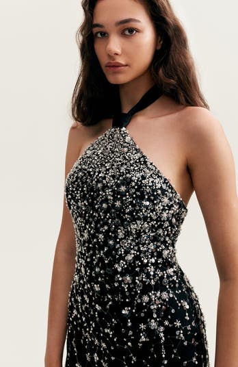 Sensational spaghetti straps sequined corset