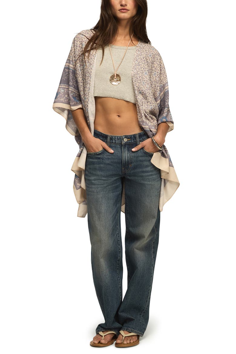 Border Print Open Front Jacket, Alternate, color, BLUE BORDER PRINT