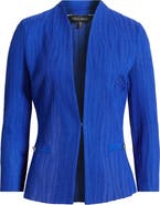 Ming Wang Tailored Fit Textured Wave Knit Jacket