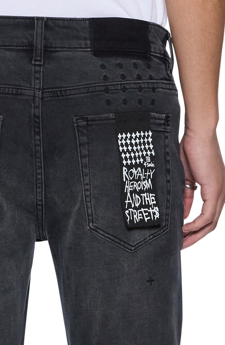 Ksubi Van Winkle Third Degree Embroidered Skinny Jeans, Alternate, color, Charcoal