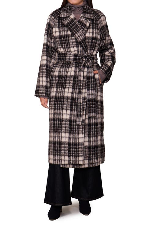 Buffalo Plaid Fuzzy Trench Coat