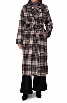Buffalo Plaid Fuzzy Trench Coat