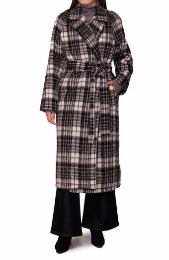 Buffalo Plaid Fuzzy Trench Coat