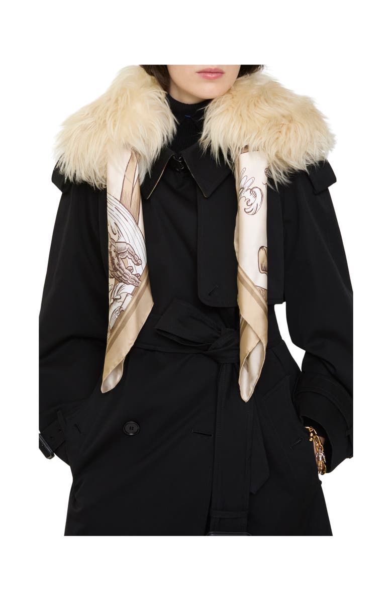 Burberry Scarf Trim Shearling Collar, Alternate, color, Taupe Beige/Alpine White