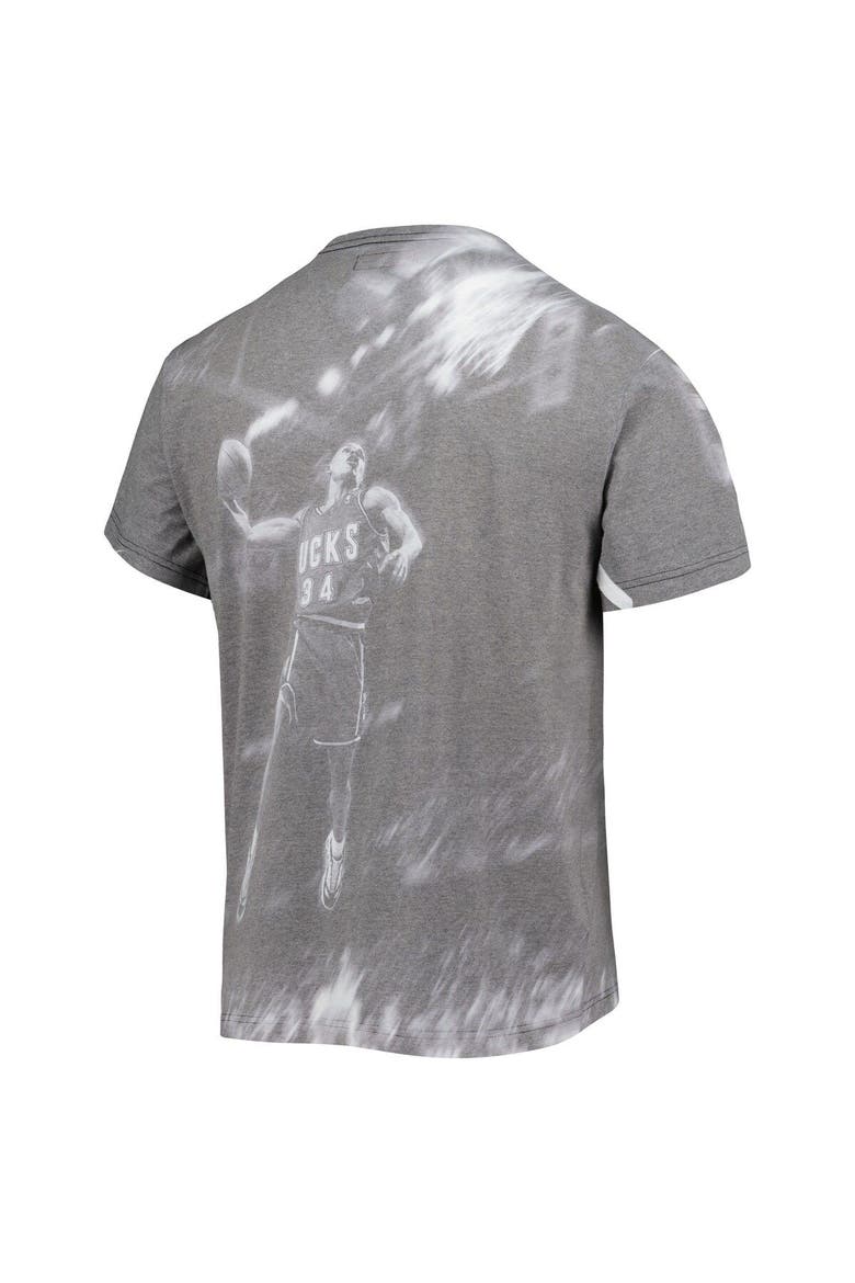 Men's Mitchell & Ness Ray Allen Heather Gray Milwaukee Bucks Above The Rim T-Shirt, Alternate, color, Heather Gray
