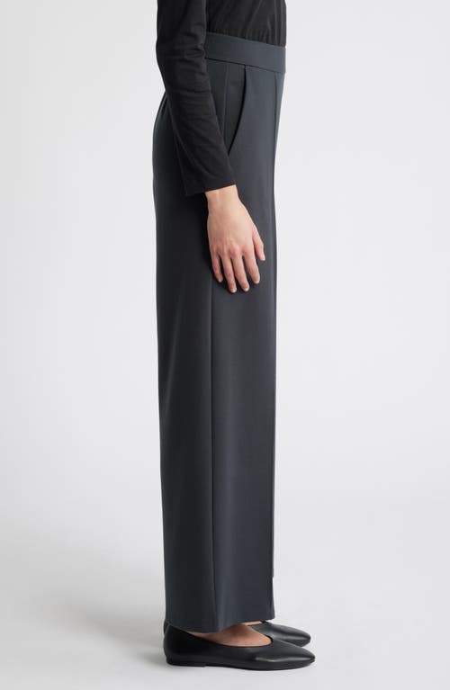 Shop Eileen Fisher Flex Pintuck Double Knit Ponte Wide Leg Pants In Graphite