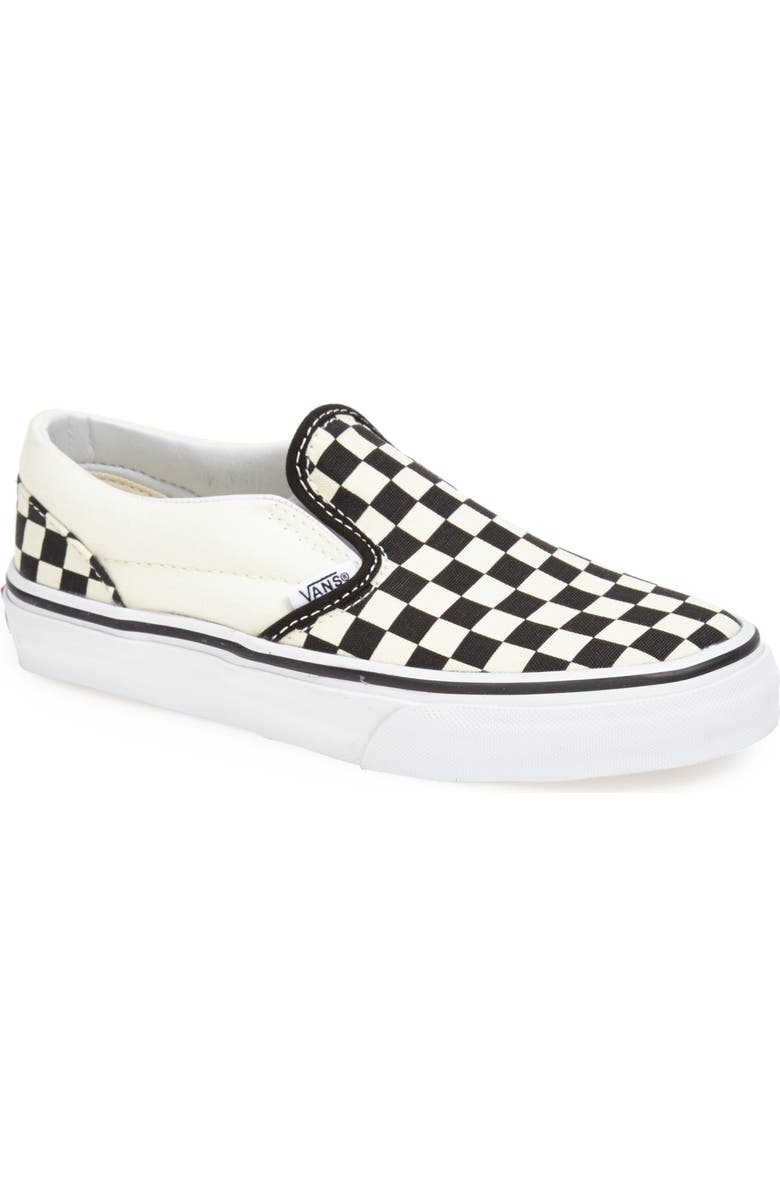 Vans Kids' Classic Checker Slip-On, Main, color, Black/ White Checkerboard