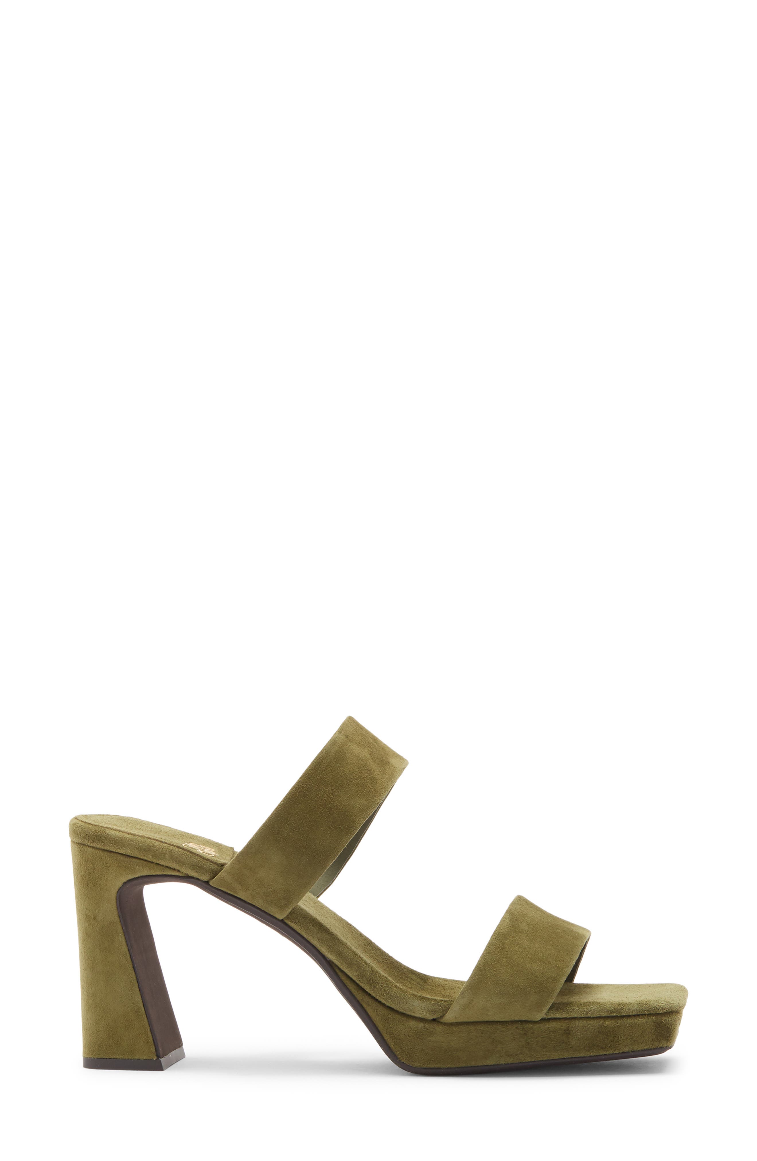 Danity Platform Slide Sandal, Alternate, color, DARK OLIVE SUEDE