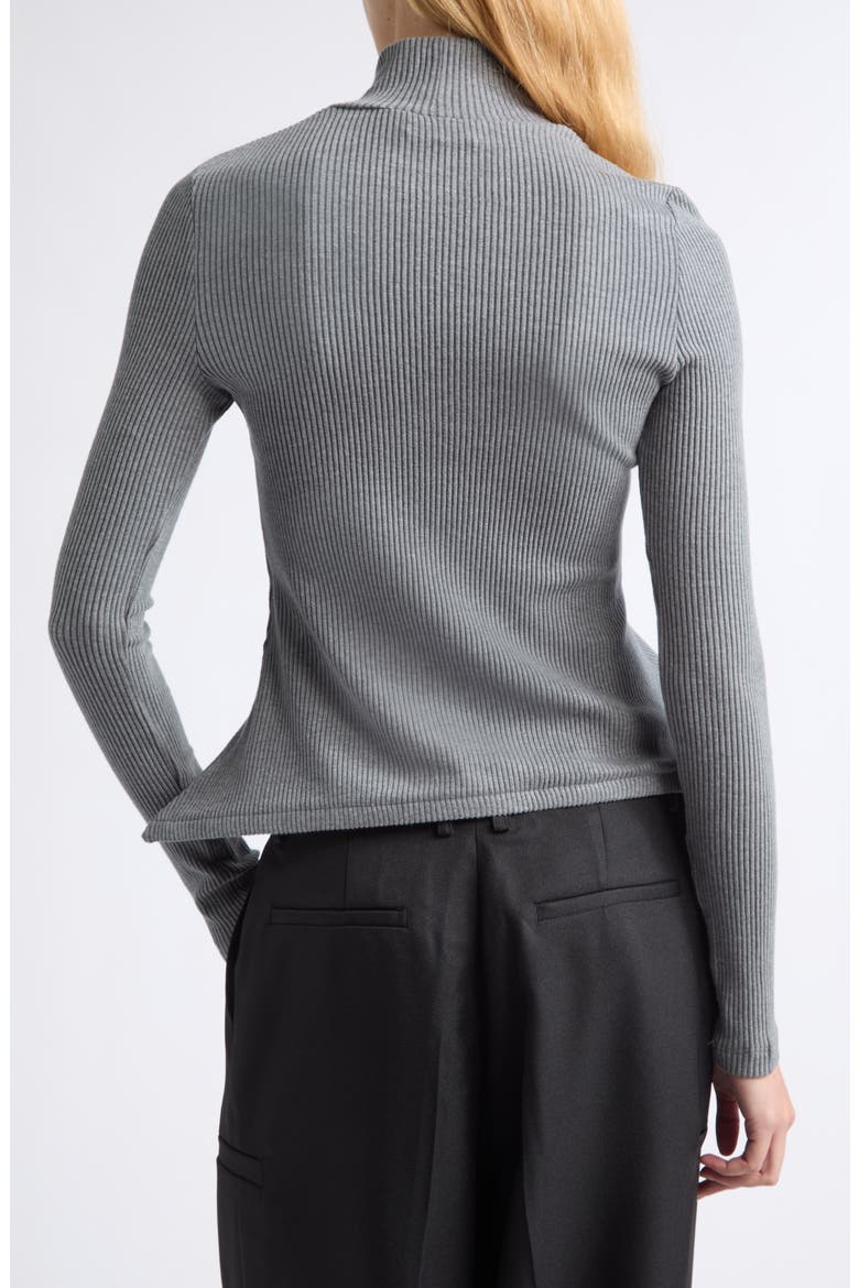 Pointy Turtleneck Ribbed Sweater, Alternate, color, GREY
