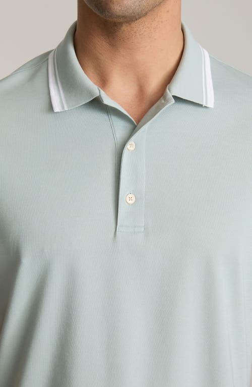 Untuckit Day Tipped Cotton Blend Piqué Performance Polo In Blue