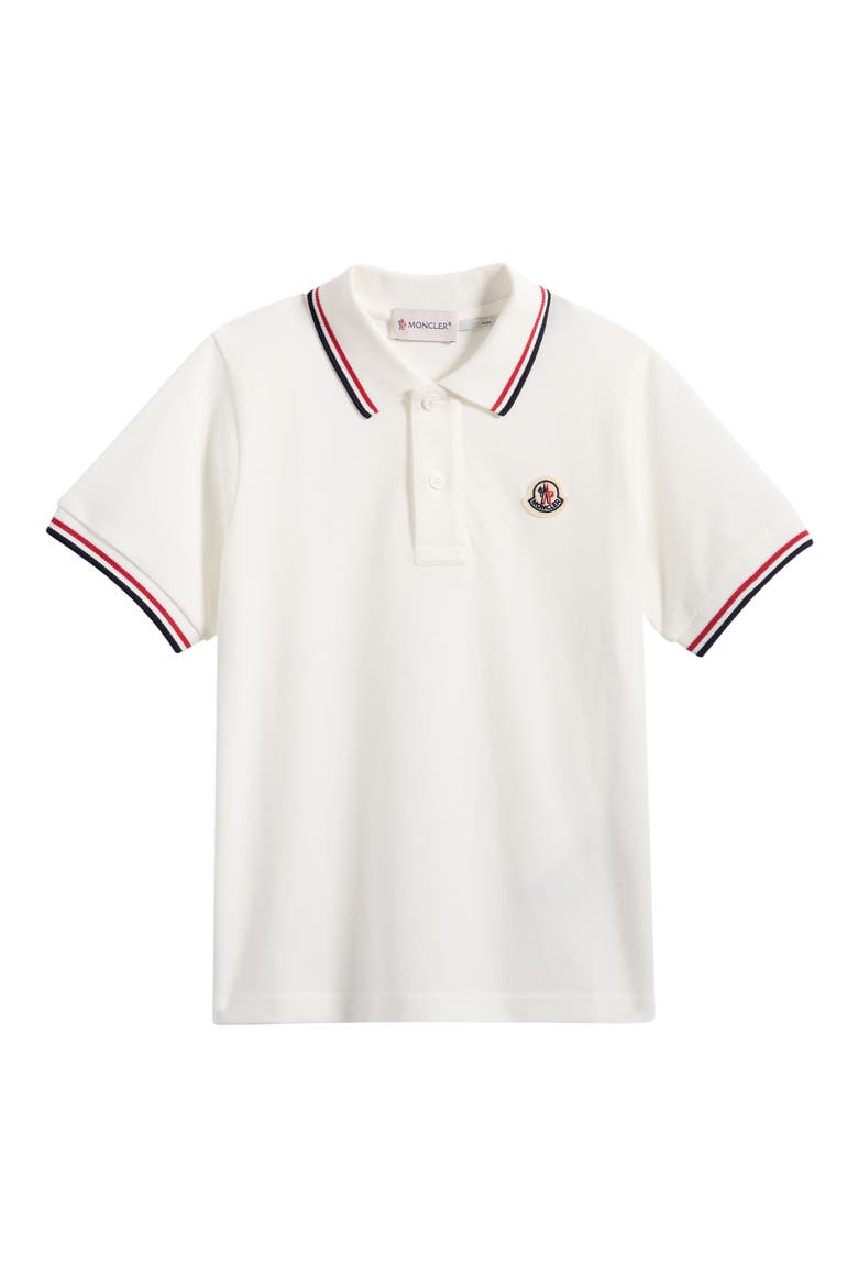 Kids' Tipped Cotton Piqué Polo, Main, color, WHITE