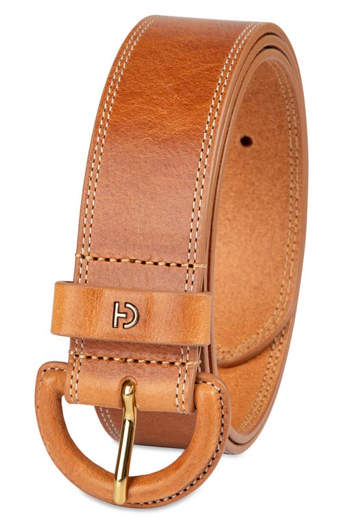 Cole Haan Covered Buckle Leather Belt In Brown