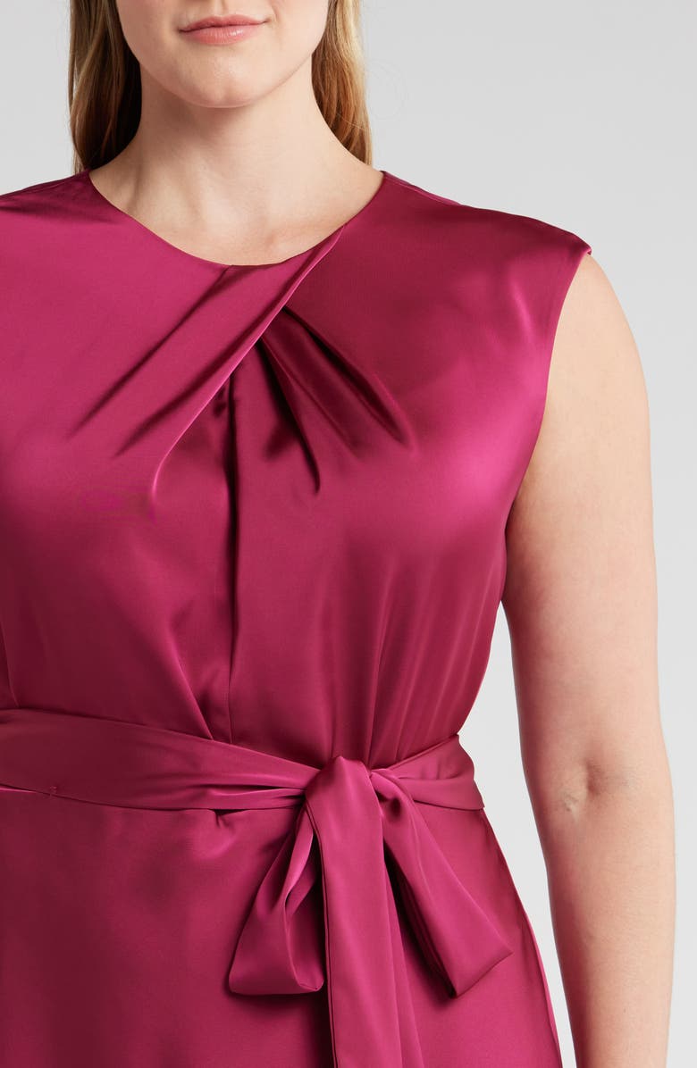 Tahari ASL Cross Neck Satin Midi Dress, Alternate, color, 