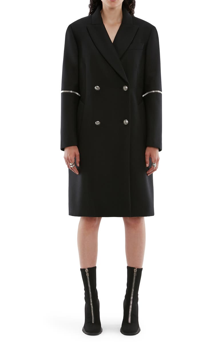 McQueen Alexander McQueen Spiral Zip Oversize Wool Coat, Main, color,