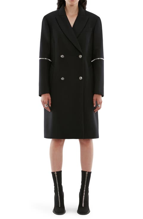 Alexander McQueen Spiral Zip Oversize Wool Coat