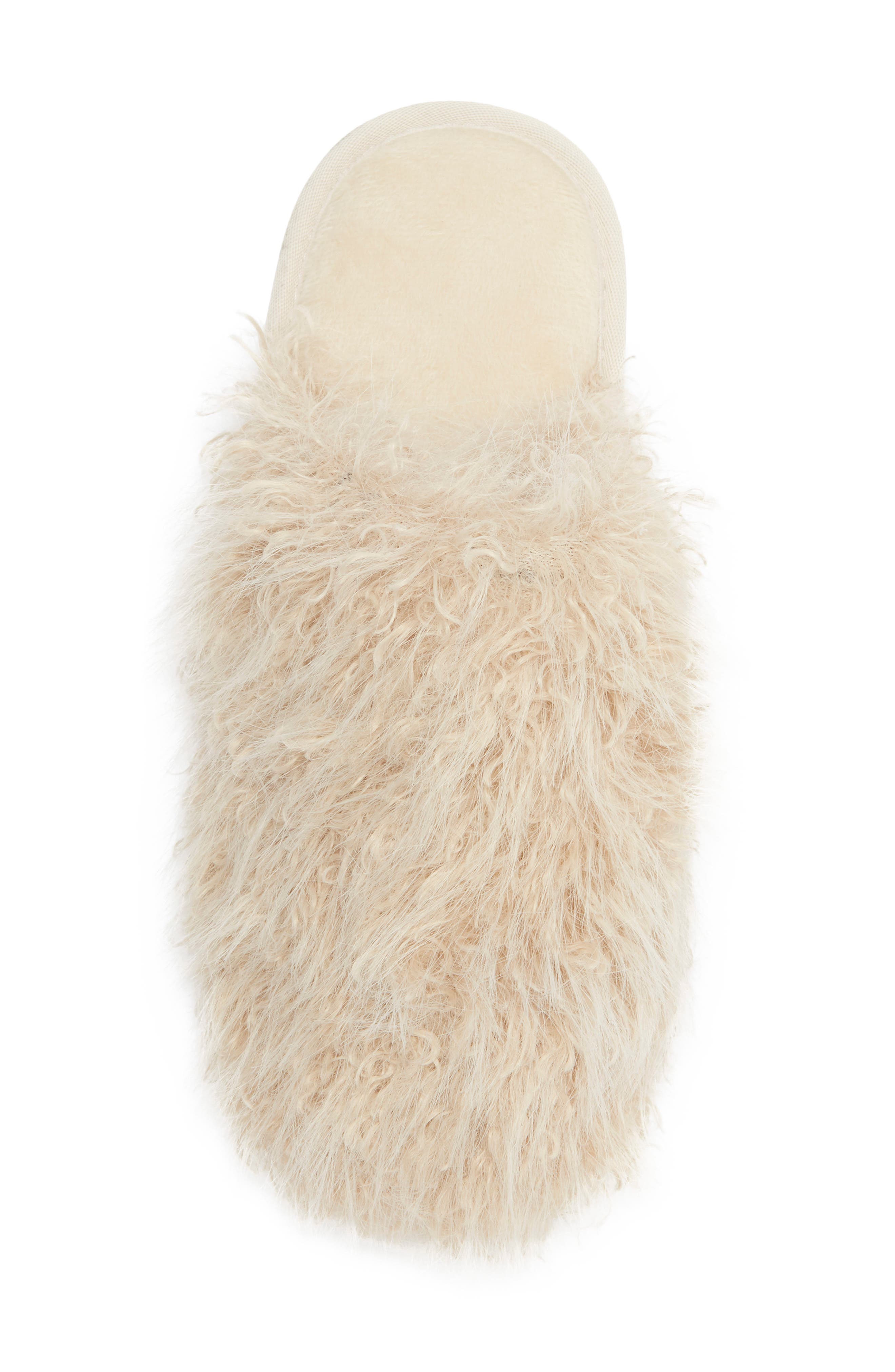 Rebecca Minkoff James Faux Fur Scuff Slipper, Alternate, color, Tan