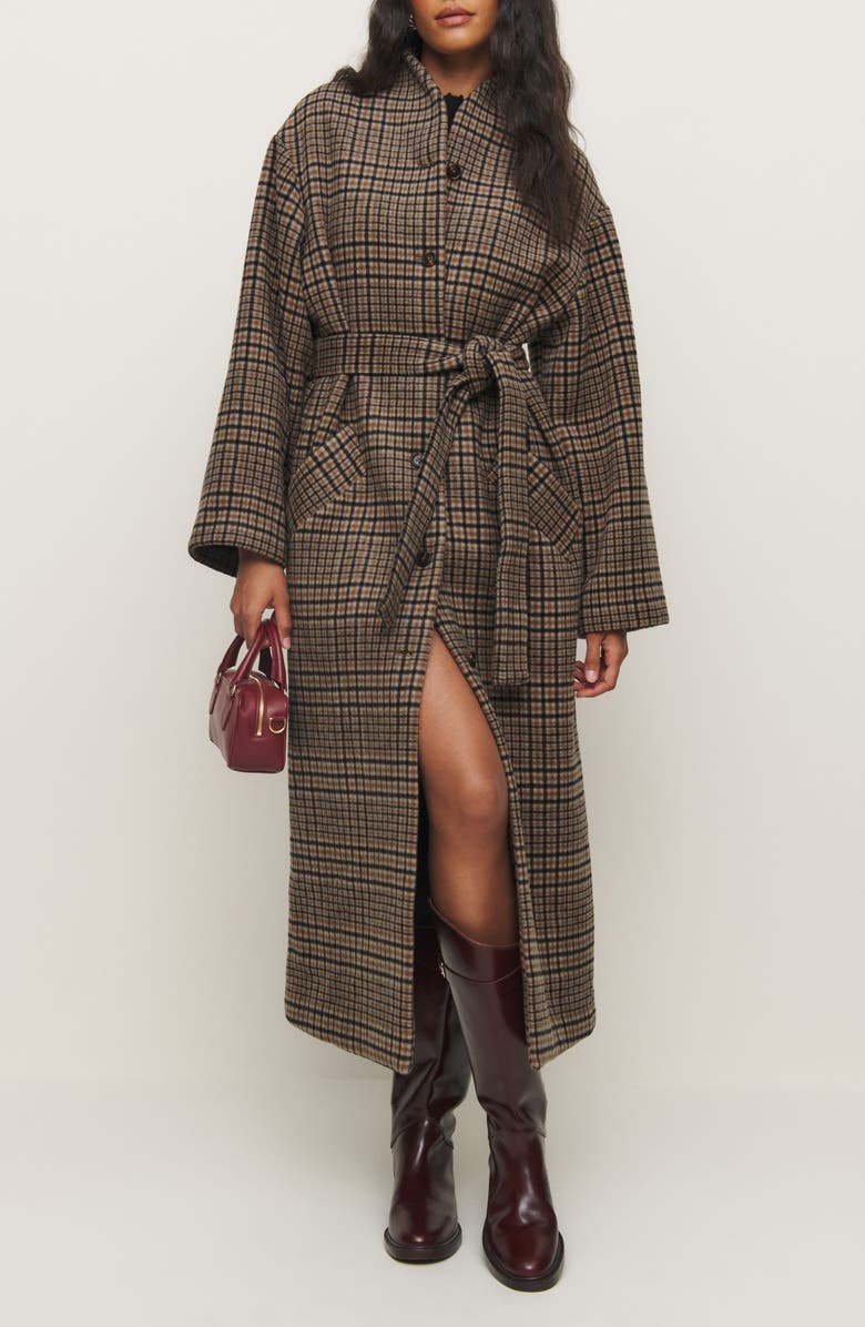Reformation x Kacey Musgraves Cotswolds Plaid Wool Blend Coat, Main, color,