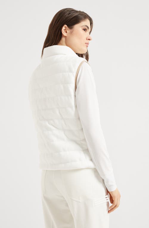 Brunello Cucinelli Quilted High Collar Sleeveless Jacket In White