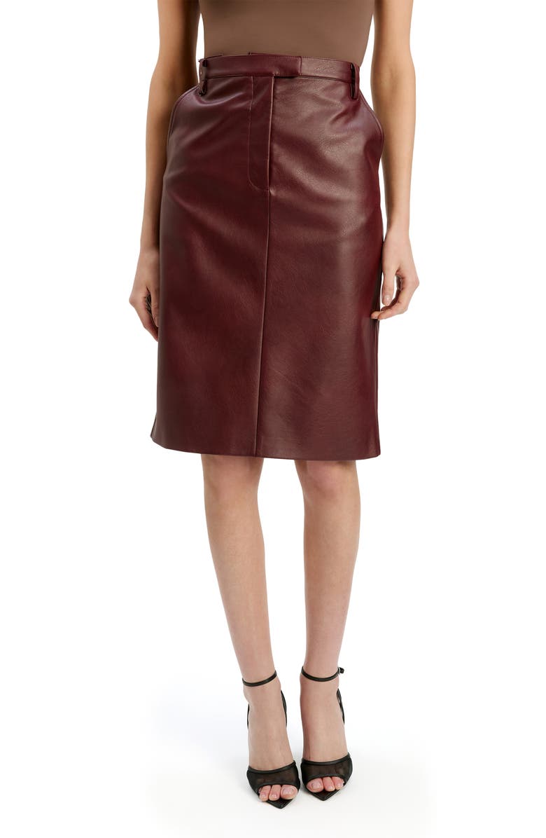 Bardot Phenix Faux Leather Pencil Skirt, Main, color, Burgundy