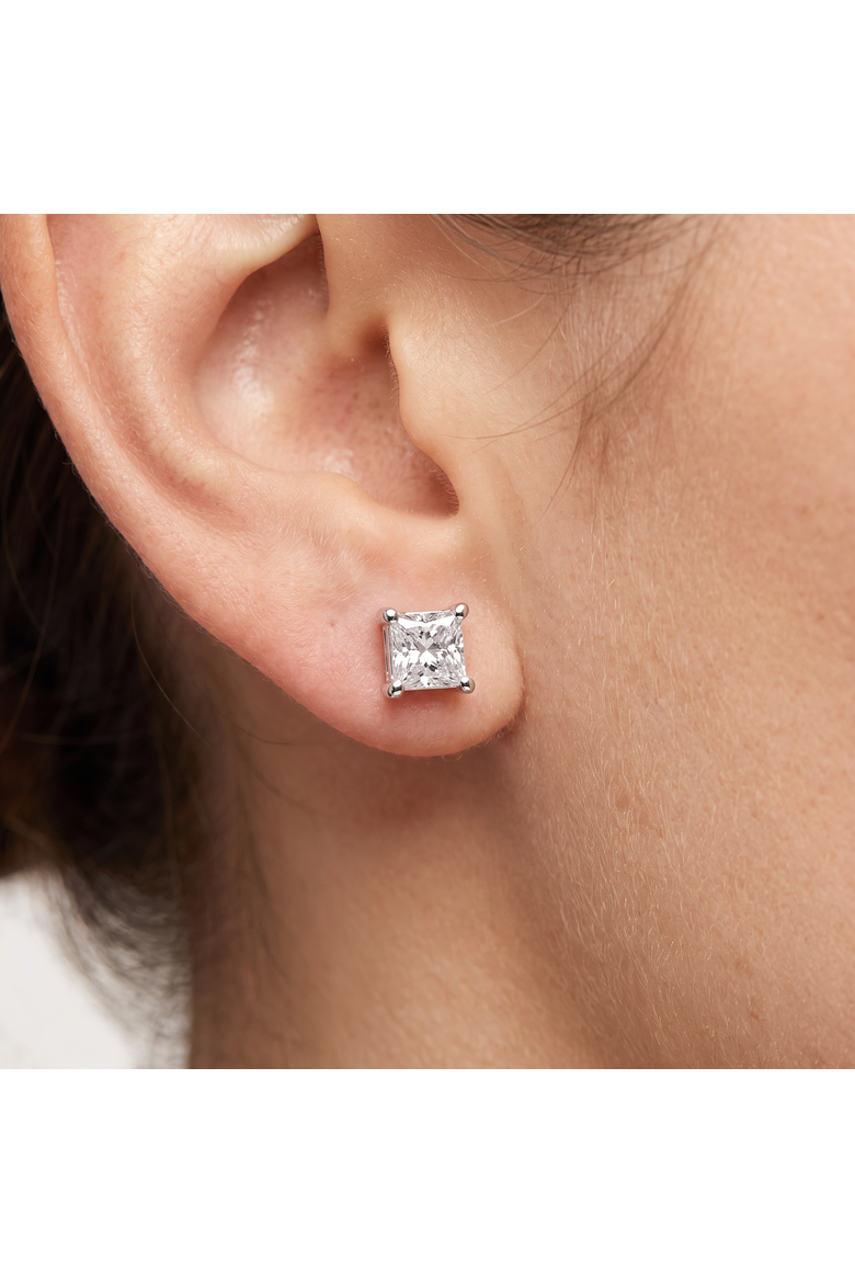 1 1/4Ct Princess Cut Diamond Studs in 14k or Gold Lab Grown, Alternate, color, 14k yellow gold