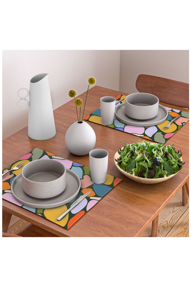 Garden Promenade on Black by Sewzinski Cotton Placemats, Alternate, color, MULTI