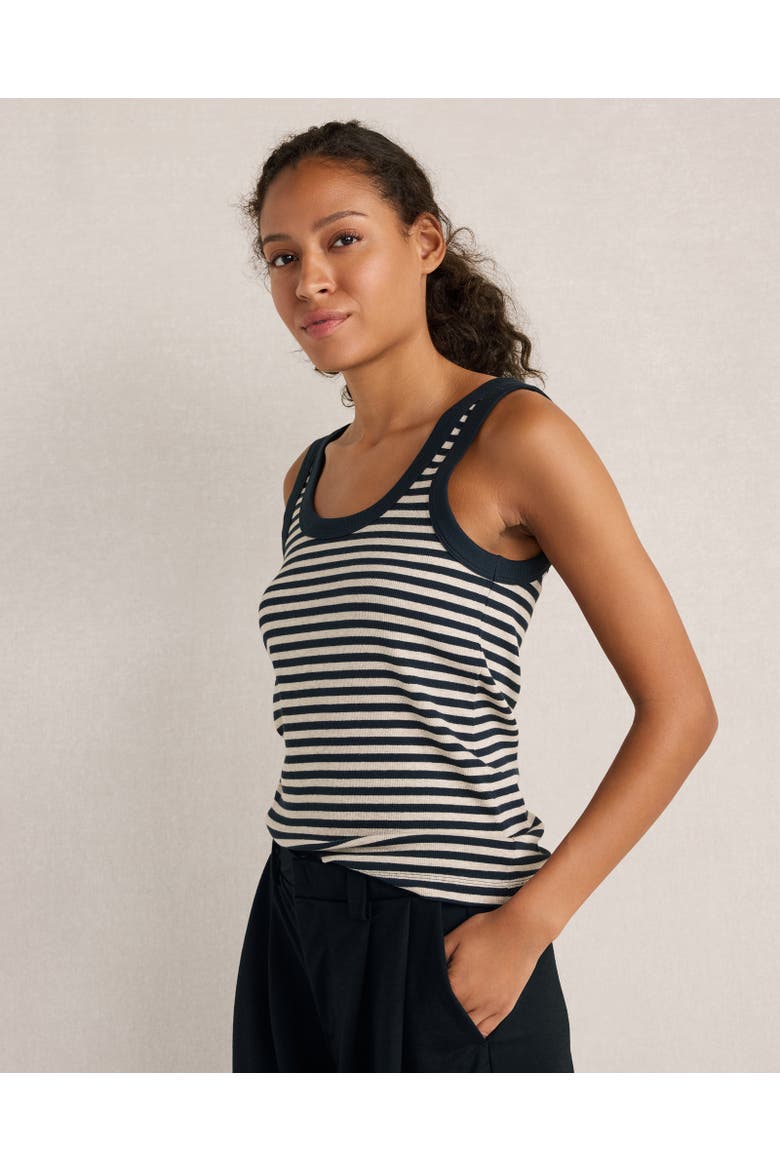 Organic Cotton Essential Striped Scoop Neck Tank, Main, color, Fawn Hthr/Nightfall